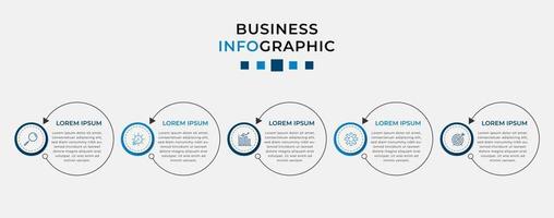 plantilla de negocio de diseño infográfico vectorial con iconos y 5 opciones o pasos. se puede utilizar para diagramas de procesos, presentaciones, diseño de flujo de trabajo, pancartas, diagramas de flujo, gráficos de información vector