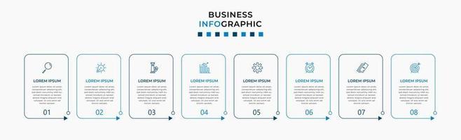 Vector Infographic design business template with icons and 8 options or steps. Can be used for process diagram, presentations, workflow layout, banner, flow chart, info graph