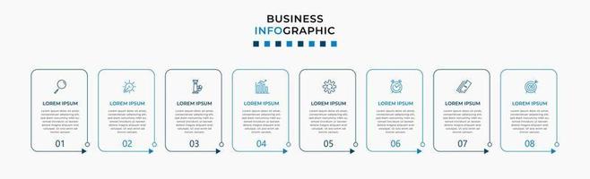 plantilla de negocio de diseño infográfico vectorial con iconos y 8 opciones o pasos. se puede utilizar para diagramas de proceso, presentaciones, diseño de flujo de trabajo, pancarta, diagrama de flujo, gráfico de información vector