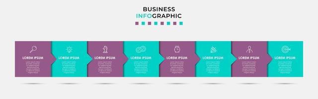 plantilla de negocio de diseño infográfico vectorial con iconos y 8 opciones o pasos. se puede utilizar para diagramas de proceso, presentaciones, diseño de flujo de trabajo, pancarta, diagrama de flujo, gráfico de información vector