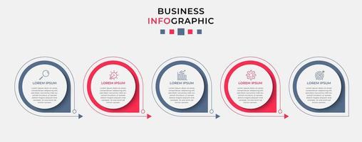 Vector Infographic design business template with icons and 5 options or steps.  Can be used for process diagram, presentations, workflow layout, banner, flow chart, info graph