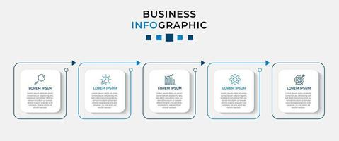 plantilla de negocio de diseño infográfico vectorial con iconos y 5 opciones o pasos. se puede utilizar para diagramas de procesos, presentaciones, diseño de flujo de trabajo, pancartas, diagramas de flujo, gráficos de información vector