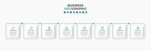 Vector Infographic design business template with icons and 8 options or steps. Can be used for process diagram, presentations, workflow layout, banner, flow chart, info graph