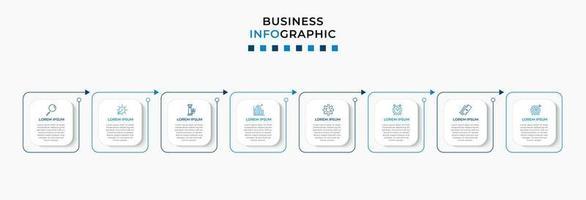 plantilla de negocio de diseño infográfico vectorial con iconos y 8 opciones o pasos. se puede utilizar para diagramas de proceso, presentaciones, diseño de flujo de trabajo, pancarta, diagrama de flujo, gráfico de información vector