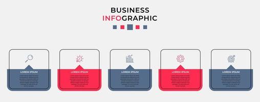 Vector Infographic design business template with icons and 5 options or steps.  Can be used for process diagram, presentations, workflow layout, banner, flow chart, info graph