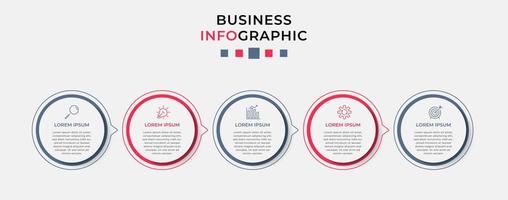 Vector Infographic design business template with icons and 5 options or steps.  Can be used for process diagram, presentations, workflow layout, banner, flow chart, info graph