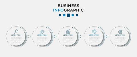 Vector Infographic design business template with icons and 5 options or steps. Can be used for process diagram, presentations, workflow layout, banner, flow chart, info graph