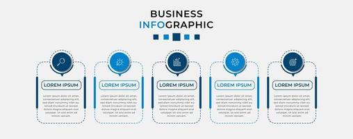 plantilla de negocio de diseño infográfico vectorial con iconos y 5 opciones o pasos. se puede utilizar para diagramas de procesos, presentaciones, diseño de flujo de trabajo, pancartas, diagramas de flujo, gráficos de información vector