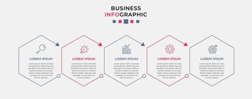 plantilla de negocio de diseño infográfico vectorial con iconos y 5 opciones o pasos. se puede utilizar para diagramas de proceso, presentaciones, diseño de flujo de trabajo, pancarta, diagrama de flujo, gráfico de información vector