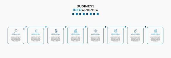 plantilla de negocio de diseño infográfico vectorial con iconos y 8 opciones o pasos. se puede utilizar para diagramas de proceso, presentaciones, diseño de flujo de trabajo, pancarta, diagrama de flujo, gráfico de información vector