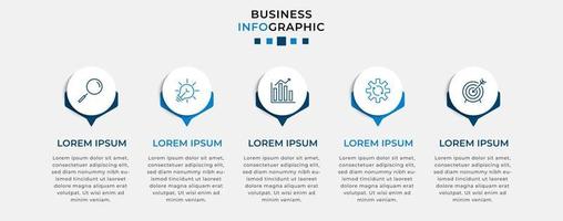 plantilla de negocio de diseño infográfico vectorial con iconos y 5 opciones o pasos. se puede utilizar para diagramas de procesos, presentaciones, diseño de flujo de trabajo, pancartas, diagramas de flujo, gráficos de información vector