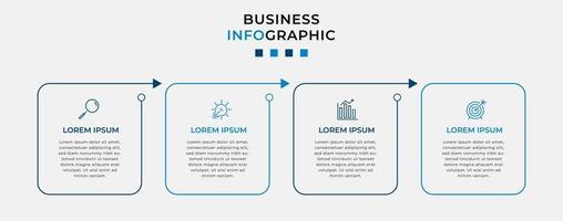 plantilla de negocio de diseño infográfico vectorial con iconos y 4 opciones o pasos. se puede utilizar para diagramas de proceso, presentaciones, diseño de flujo de trabajo, pancarta, diagrama de flujo, gráfico de información vector