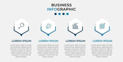 plantilla de negocio de diseño infográfico vectorial con iconos y 4 opciones o pasos. se puede utilizar para diagramas de proceso, presentaciones, diseño de flujo de trabajo, pancarta, diagrama de flujo, gráfico de información vector