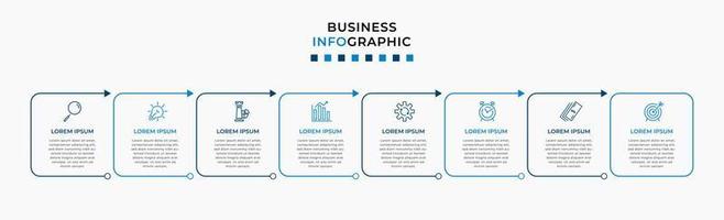Vector Infographic design business template with icons and 8 options or steps. Can be used for process diagram, presentations, workflow layout, banner, flow chart, info graph