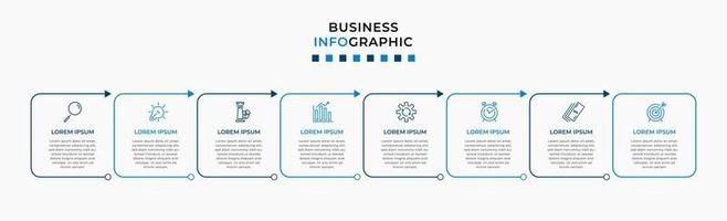 plantilla de negocio de diseño infográfico vectorial con iconos y 8 opciones o pasos. se puede utilizar para diagramas de proceso, presentaciones, diseño de flujo de trabajo, pancarta, diagrama de flujo, gráfico de información vector