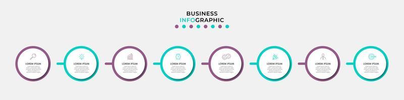 Vector Infographic design business template with icons and 8 options or steps. Can be used for process diagram, presentations, workflow layout, banner, flow chart, info graph