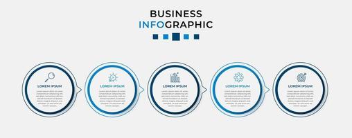 plantilla de negocio de diseño infográfico vectorial con iconos y 5 opciones o pasos. se puede utilizar para diagramas de procesos, presentaciones, diseño de flujo de trabajo, pancartas, diagramas de flujo, gráficos de información vector