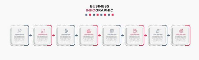 plantilla de negocio de diseño infográfico vectorial con iconos y 8 opciones o pasos. se puede utilizar para diagramas de proceso, presentaciones, diseño de flujo de trabajo, pancarta, diagrama de flujo, gráfico de información vector