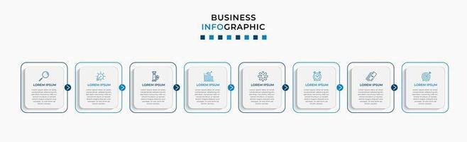 Vector Infographic design business template with icons and 8 options or steps. Can be used for process diagram, presentations, workflow layout, banner, flow chart, info graph