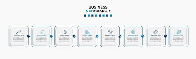 Vector Infographic design business template with icons and 8 options or steps. Can be used for process diagram, presentations, workflow layout, banner, flow chart, info graph