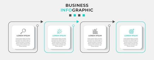 plantilla de negocio de diseño infográfico vectorial con iconos y 4 opciones o pasos. se puede utilizar para diagramas de proceso, presentaciones, diseño de flujo de trabajo, pancarta, diagrama de flujo, gráfico de información vector