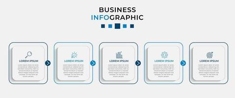 plantilla de negocio de diseño infográfico vectorial con iconos y 5 opciones o pasos. se puede utilizar para diagramas de procesos, presentaciones, diseño de flujo de trabajo, pancartas, diagramas de flujo, gráficos de información vector