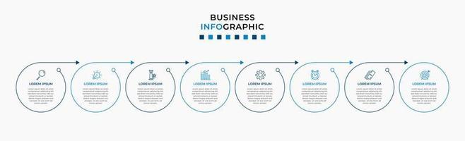 plantilla de negocio de diseño infográfico vectorial con iconos y 8 opciones o pasos. se puede utilizar para diagramas de proceso, presentaciones, diseño de flujo de trabajo, pancarta, diagrama de flujo, gráfico de información vector