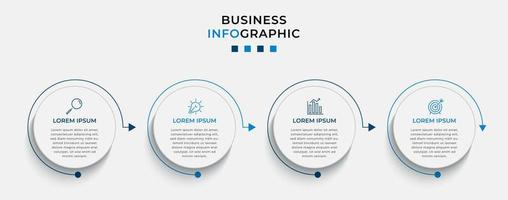 plantilla de negocio de diseño infográfico vectorial con iconos y 4 opciones o pasos. se puede utilizar para diagramas de proceso, presentaciones, diseño de flujo de trabajo, pancarta, diagrama de flujo, gráfico de información vector