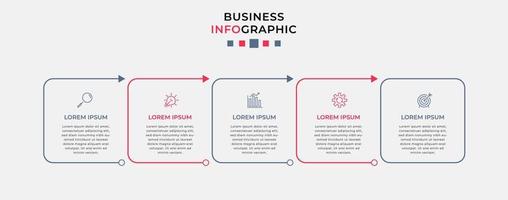 Vector Infographic design business template with icons and 5 options or steps.  Can be used for process diagram, presentations, workflow layout, banner, flow chart, info graph