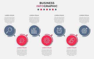 vector de plantilla de diseño infográfico empresarial con iconos y 7 opciones o pasos. se puede utilizar para diagramas de proceso, presentaciones, diseño de flujo de trabajo, pancarta, diagrama de flujo, gráfico de información