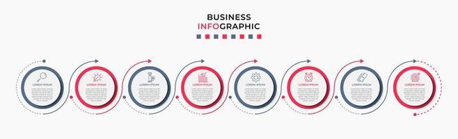 Vector Infographic design business template with icons and 8 options or steps. Can be used for process diagram, presentations, workflow layout, banner, flow chart, info graph