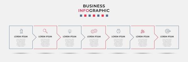 Business Infographic design template Vector with icons and 7 options or steps. Can be used for process diagram, presentations, workflow layout, banner, flow chart, info graph