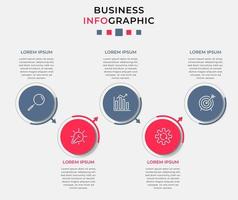 plantilla de negocio de diseño infográfico vectorial con iconos y 5 opciones o pasos. se puede utilizar para diagramas de proceso, presentaciones, diseño de flujo de trabajo, pancarta, diagrama de flujo, gráfico de información vector