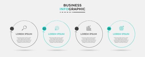 plantilla de negocio de diseño infográfico vectorial con iconos y 4 opciones o pasos. se puede utilizar para diagramas de proceso, presentaciones, diseño de flujo de trabajo, pancarta, diagrama de flujo, gráfico de información vector