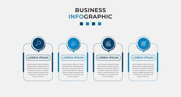 plantilla de negocio de diseño infográfico vectorial con iconos y 4 opciones o pasos. se puede utilizar para diagramas de proceso, presentaciones, diseño de flujo de trabajo, pancarta, diagrama de flujo, gráfico de información vector