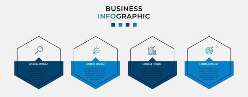 plantilla de negocio de diseño infográfico vectorial con iconos y 4 opciones o pasos. se puede utilizar para diagramas de proceso, presentaciones, diseño de flujo de trabajo, pancarta, diagrama de flujo, gráfico de información vector