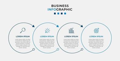 plantilla de negocio de diseño infográfico vectorial con iconos y 4 opciones o pasos. se puede utilizar para diagramas de proceso, presentaciones, diseño de flujo de trabajo, pancarta, diagrama de flujo, gráfico de información vector