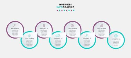 plantilla de negocio de diseño infográfico vectorial con iconos y 8 opciones o pasos. se puede utilizar para diagramas de proceso, presentaciones, diseño de flujo de trabajo, pancarta, diagrama de flujo, gráfico de información vector