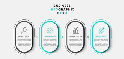 plantilla de negocio de diseño infográfico vectorial con iconos y 4 opciones o pasos. se puede utilizar para diagramas de proceso, presentaciones, diseño de flujo de trabajo, pancarta, diagrama de flujo, gráfico de información vector