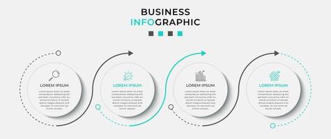 plantilla de negocio de diseño infográfico vectorial con iconos y 4 opciones o pasos. se puede utilizar para diagramas de proceso, presentaciones, diseño de flujo de trabajo, pancarta, diagrama de flujo, gráfico de información vector