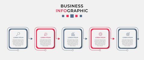 Vector Infographic design business template with icons and 5 options or steps.  Can be used for process diagram, presentations, workflow layout, banner, flow chart, info graph
