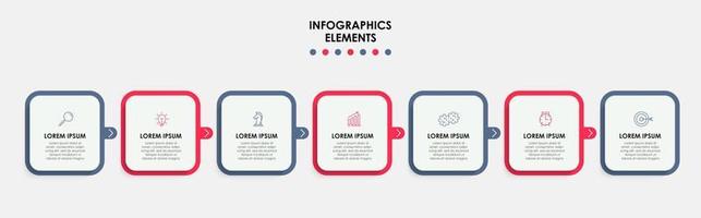 Business Infographic design template Vector with icons and 7 options or steps. Can be used for process diagram, presentations, workflow layout, banner, flow chart, info graph
