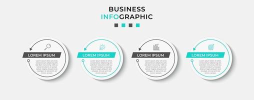 plantilla de negocio de diseño infográfico vectorial con iconos y 4 opciones o pasos. se puede utilizar para diagramas de proceso, presentaciones, diseño de flujo de trabajo, pancarta, diagrama de flujo, gráfico de información vector