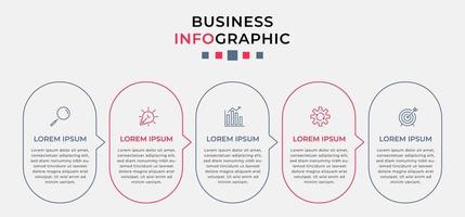 Vector Infographic design business template with icons and 5 options or steps.  Can be used for process diagram, presentations, workflow layout, banner, flow chart, info graph