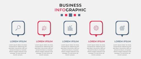 Vector Infographic design business template with icons and 5 options or steps.  Can be used for process diagram, presentations, workflow layout, banner, flow chart, info graph