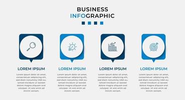 plantilla de negocio de diseño infográfico vectorial con iconos y 4 opciones o pasos. se puede utilizar para diagramas de proceso, presentaciones, diseño de flujo de trabajo, pancarta, diagrama de flujo, gráfico de información vector