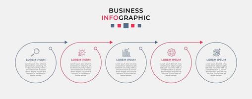 Vector Infographic design business template with icons and 5 options or steps.  Can be used for process diagram, presentations, workflow layout, banner, flow chart, info graph