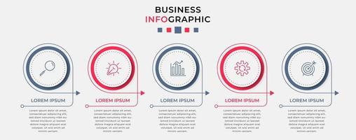 Vector Infographic design business template with icons and 5 options or steps.  Can be used for process diagram, presentations, workflow layout, banner, flow chart, info graph