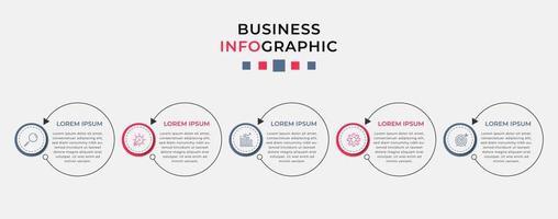 Vector Infographic design business template with icons and 5 options or steps.  Can be used for process diagram, presentations, workflow layout, banner, flow chart, info graph