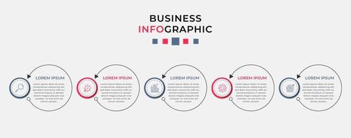 plantilla de negocio de diseño infográfico vectorial con iconos y 5 opciones o pasos. se puede utilizar para diagramas de proceso, presentaciones, diseño de flujo de trabajo, pancarta, diagrama de flujo, gráfico de información vector